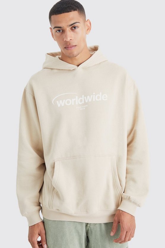 Oversize Hoodie mit Worldwide-Print