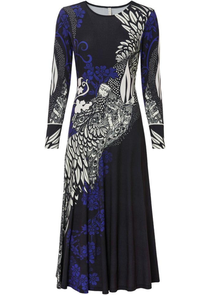 Midikleid mit Mesheinsatz