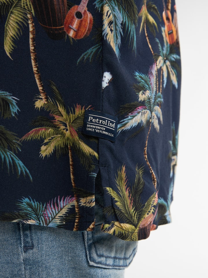 Petrol Industries Hemd mit Botanikmuster Mojave in Blau günstig kaufen