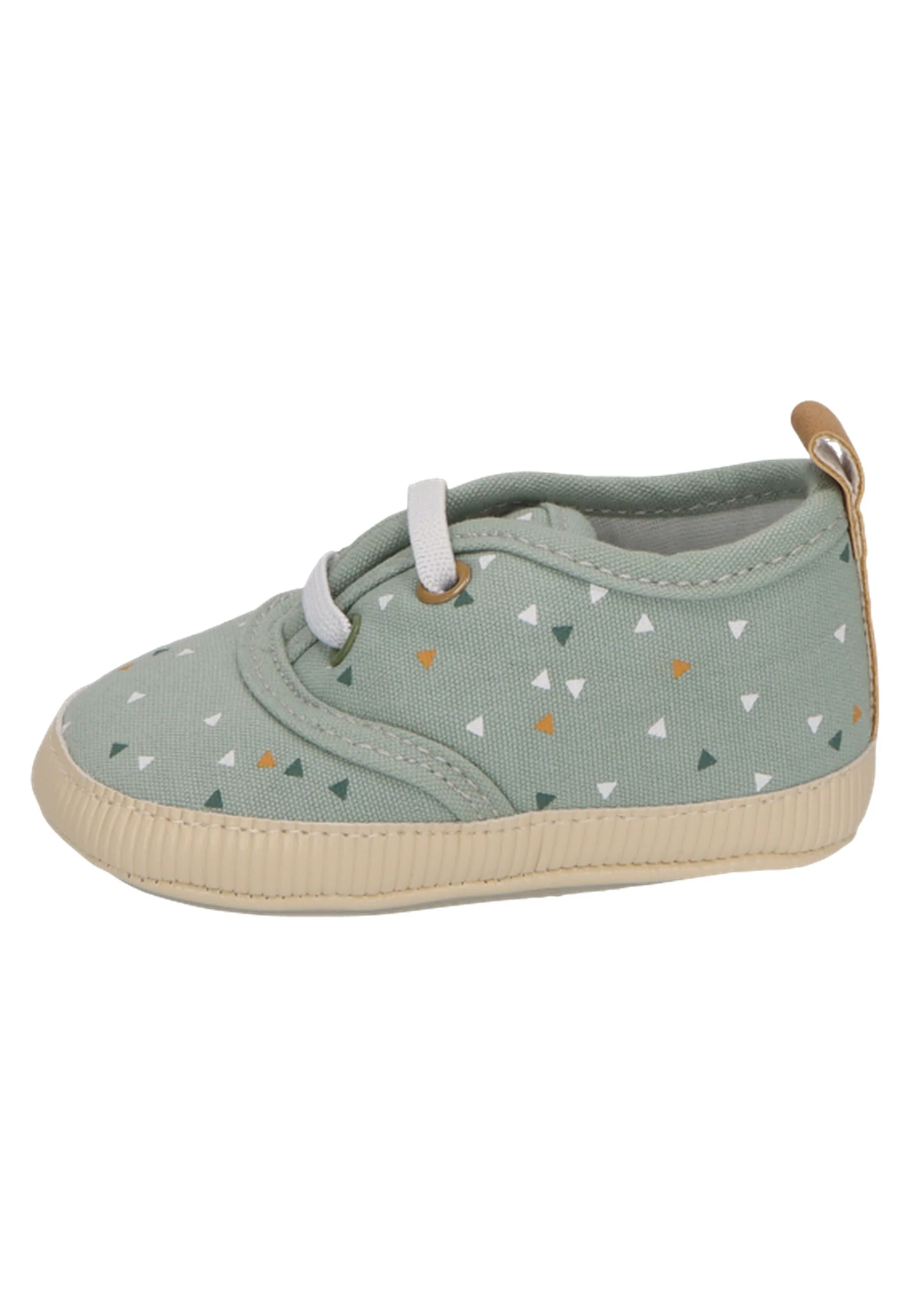 Babyschuh mit elastischen Schnürsenkeln in steingrün