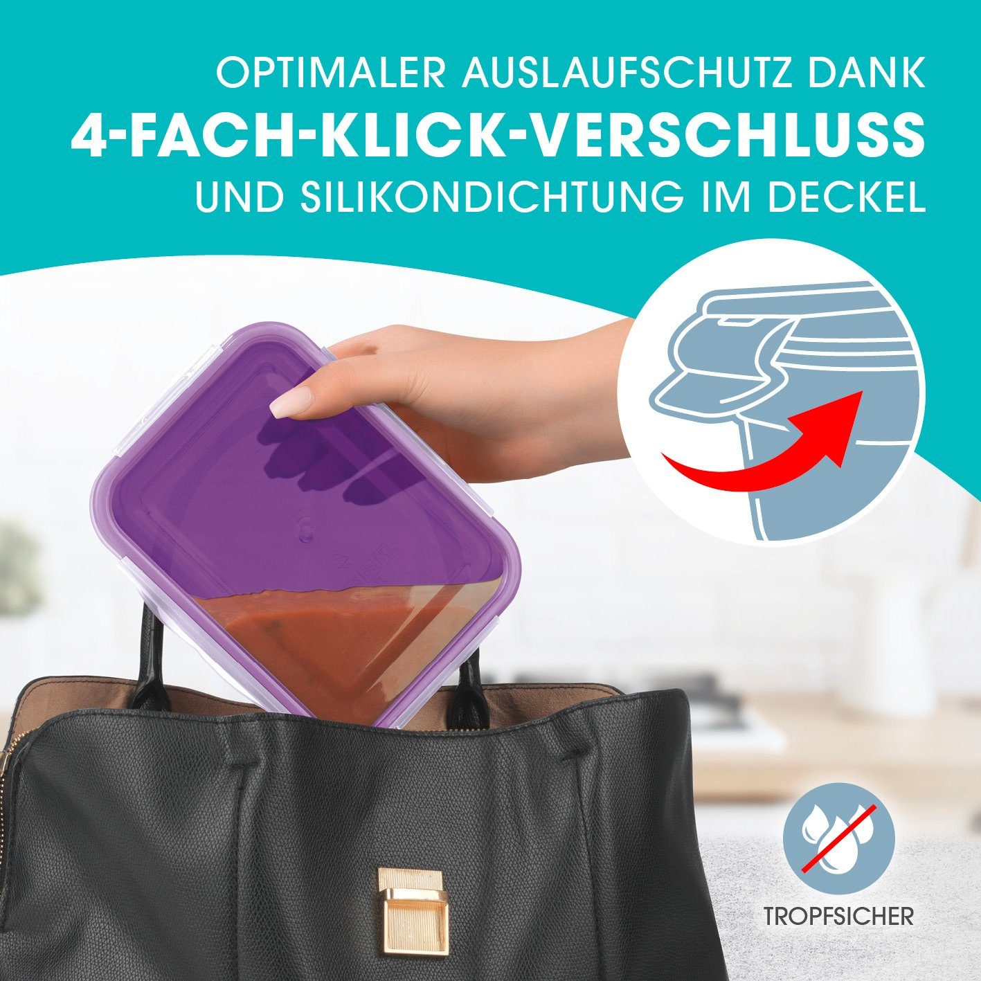 GOURMETmaxx Frischhaltedose Vorratsdose Lunchbox klick-it 3 Farben auslaufsicher, (18er Set, 36-tlg), geeignet für Spülmaschine, Gefrierschrank und Mikrowelle, stapelbar