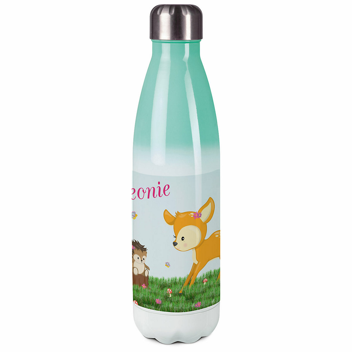 Edelstahl Kinder Thermoflasche / Trinkflasche bunt Reh Spülmaschinenfest, Auslaufsicher, Bruchfest, Doppelwandig, Für Heißgetränke geeignet, Mit Deckel, Isoliert