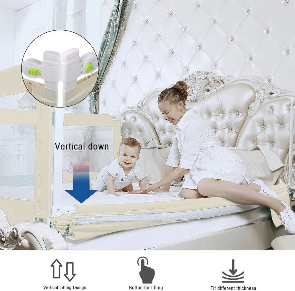 Bettumrandung Klappbares Bettgitter Rausfallschutz UE Stock, Sicherheitsschutz Gitter Weiß 200x68cm *** BESTER PREIS ***