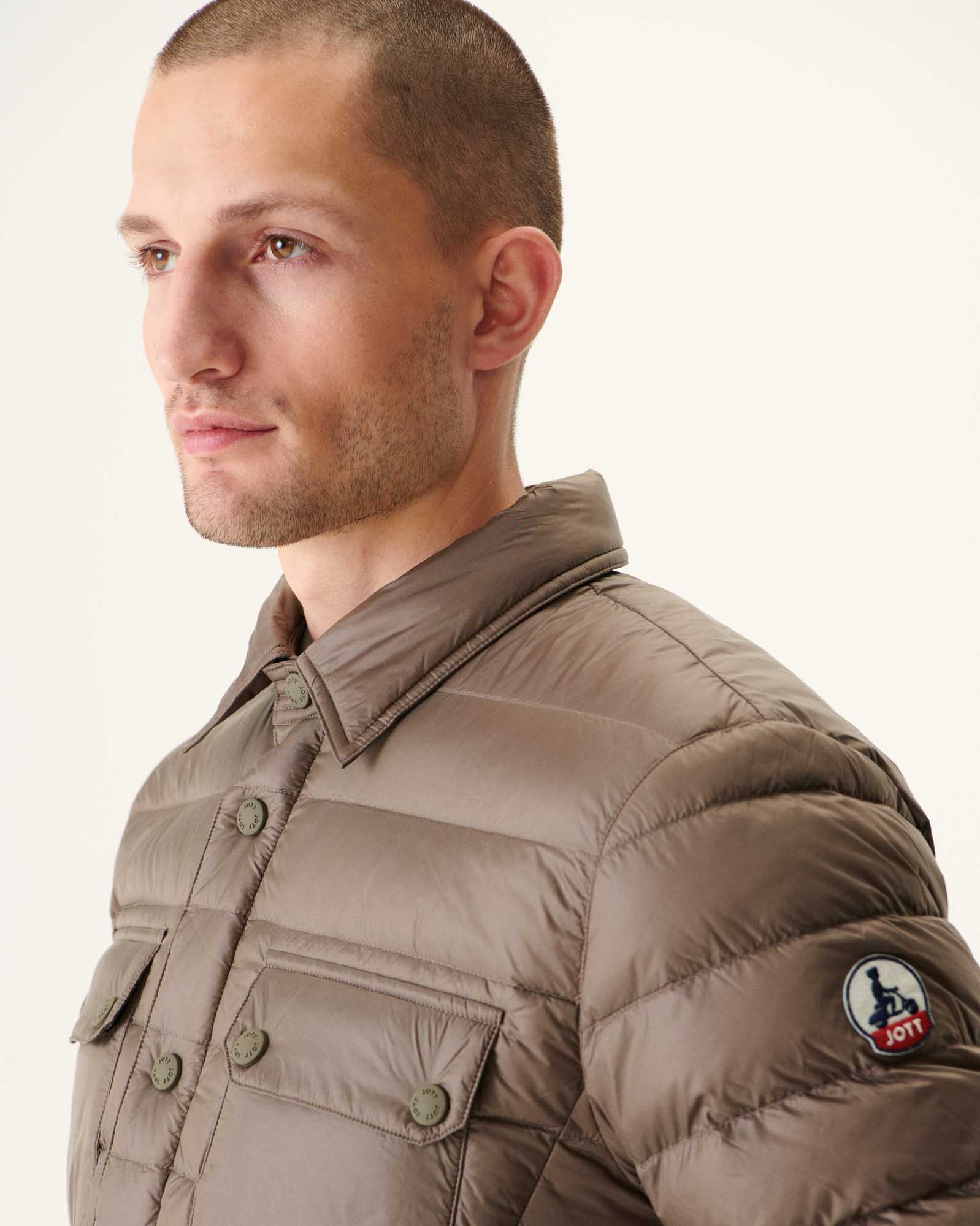 Doudoune légère col chemise Taupe Cris