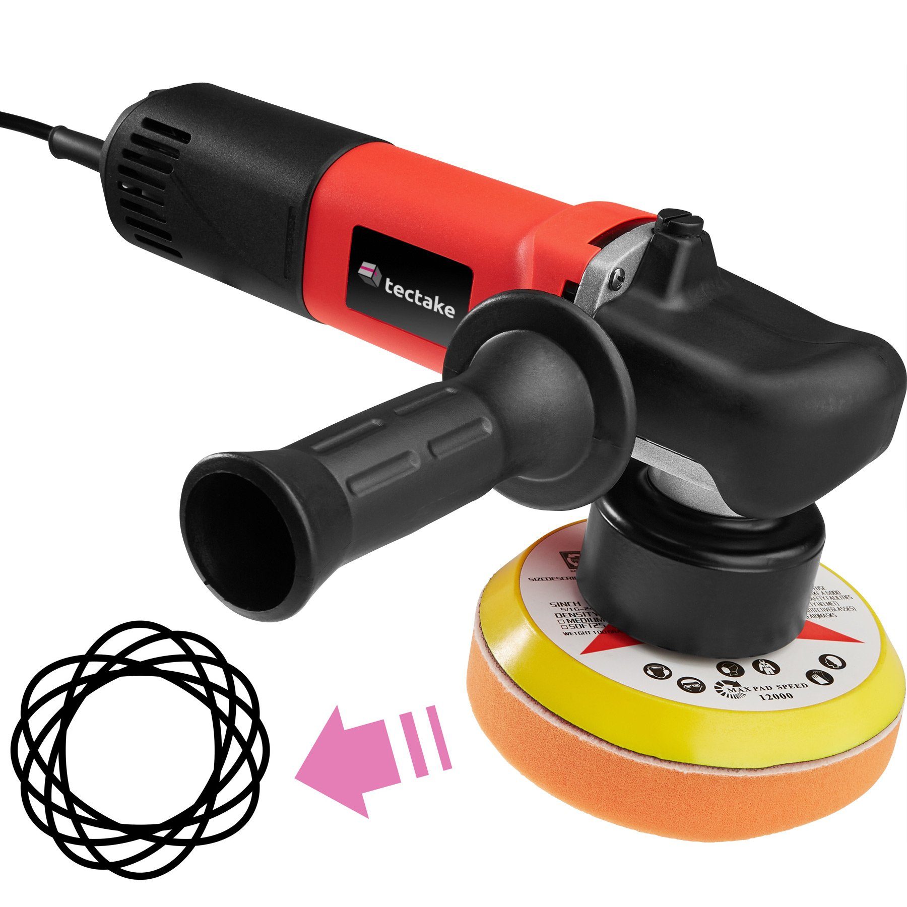 tectake Poliermaschine Exzenter Poliermaschine 710W mit Koffer, Ø 15,00 mm, (17 tlg)