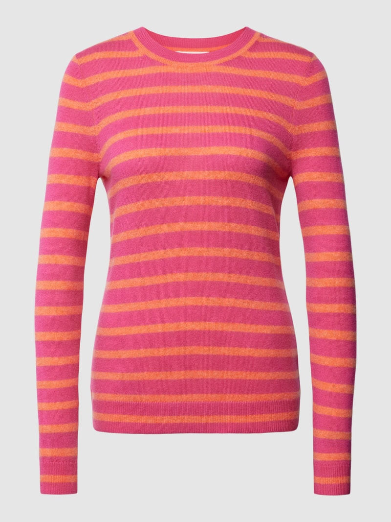 Kaschmirpullover mit Streifenmuster in pink