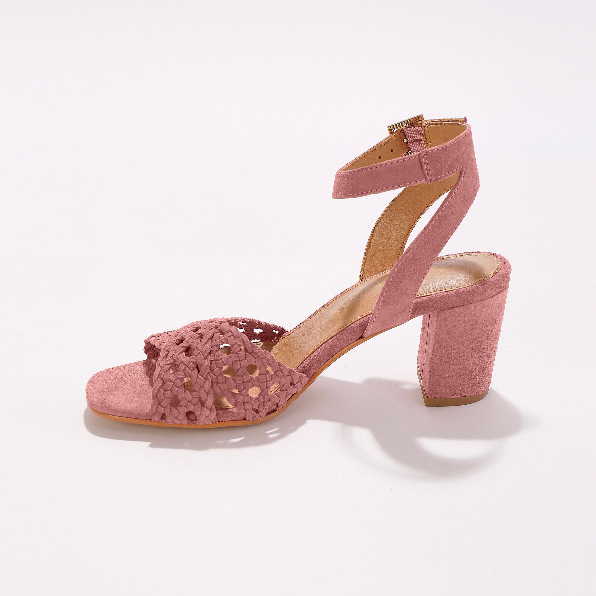 Sandales à brides en cuir tressé à talon