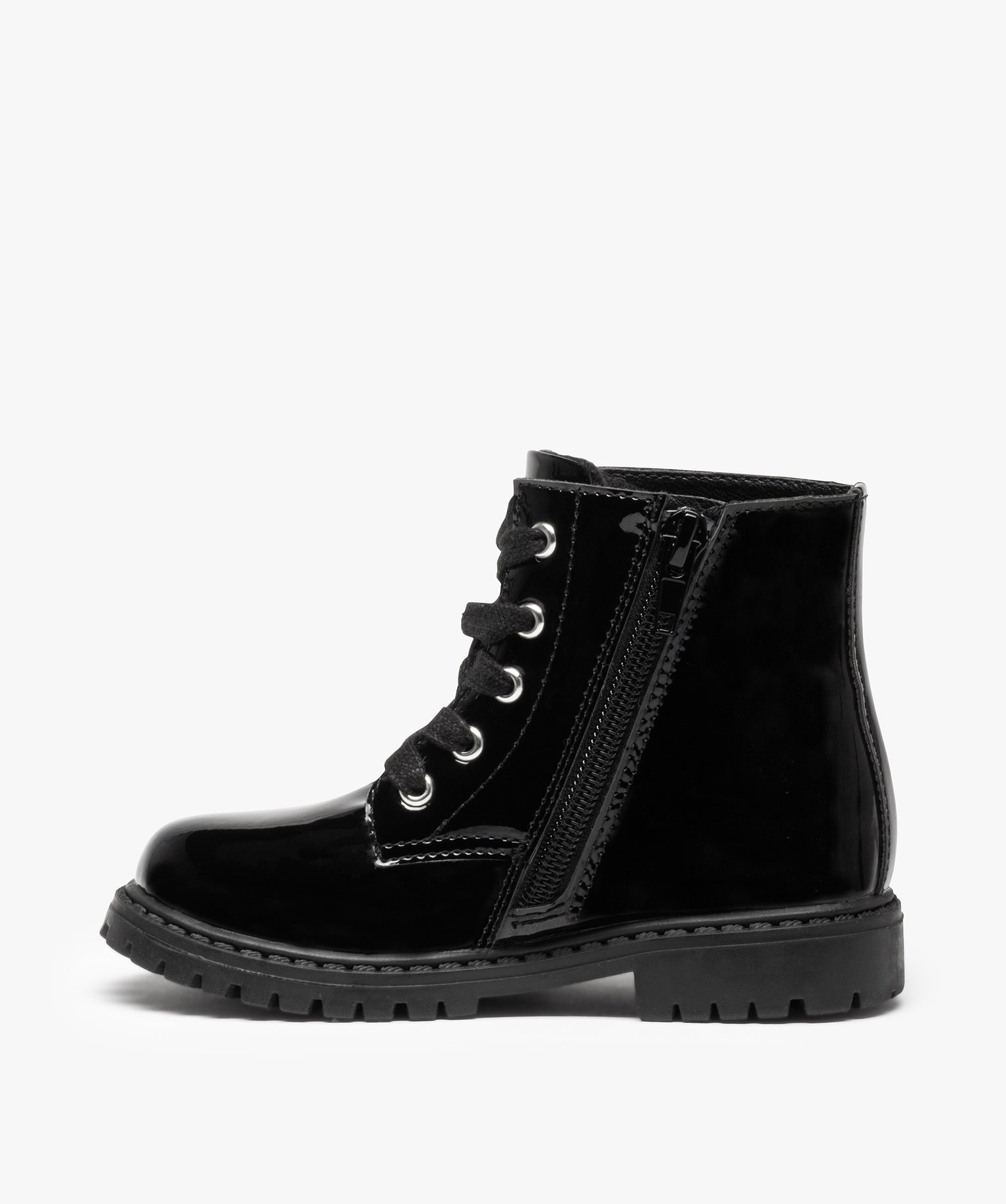 Boots fille vernies fantaisie à doublure chaude noir | GEMO