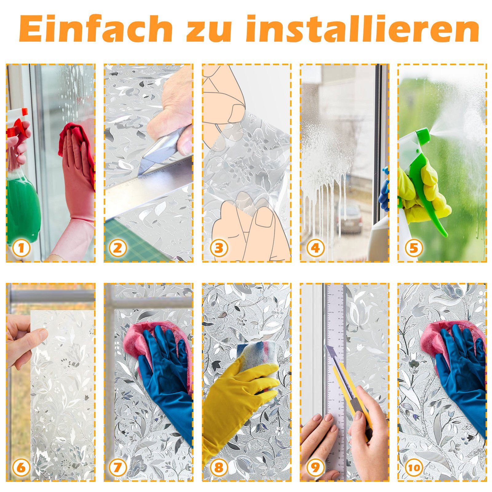 Fensterfolie Fensterfolie Milchglasfolie Sichtschutzfolie Fenster Selbstklebend, Gimisgu