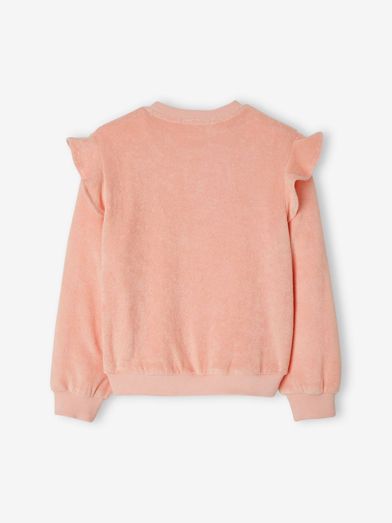 Sweat à volants en éponge fille rose pâle