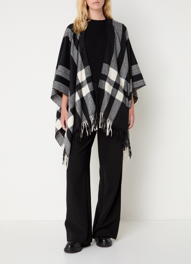 Poncho tricotat fin cu franjuri OPUS Atano