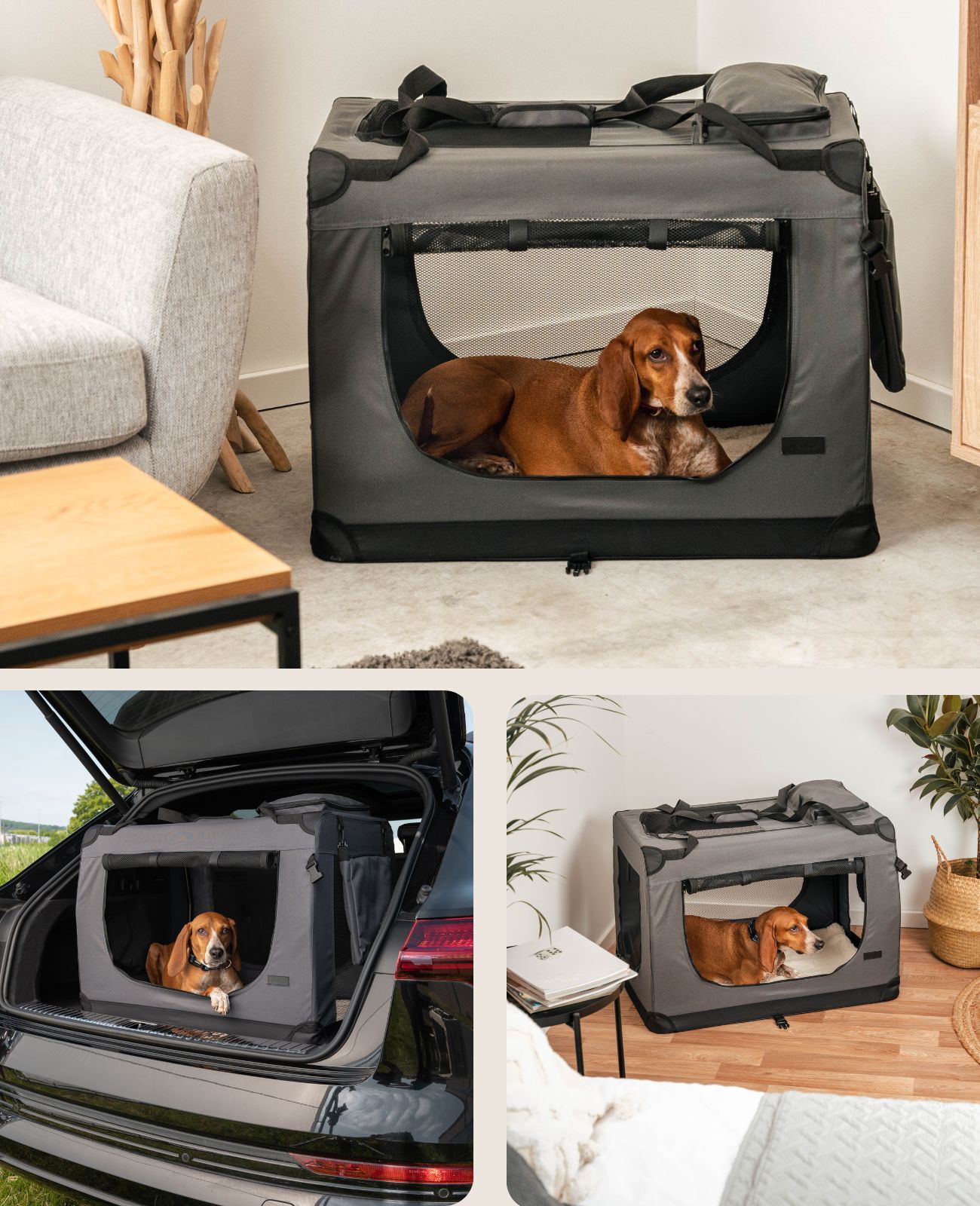 Lionto Transportboxen & Gitterboxen Lionto Hundetransportbox - faltbar - grau XL