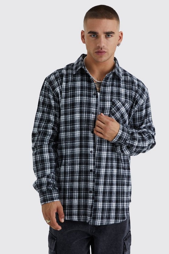 Langärmliges Oversize Karohemd mit Out Of This World Print