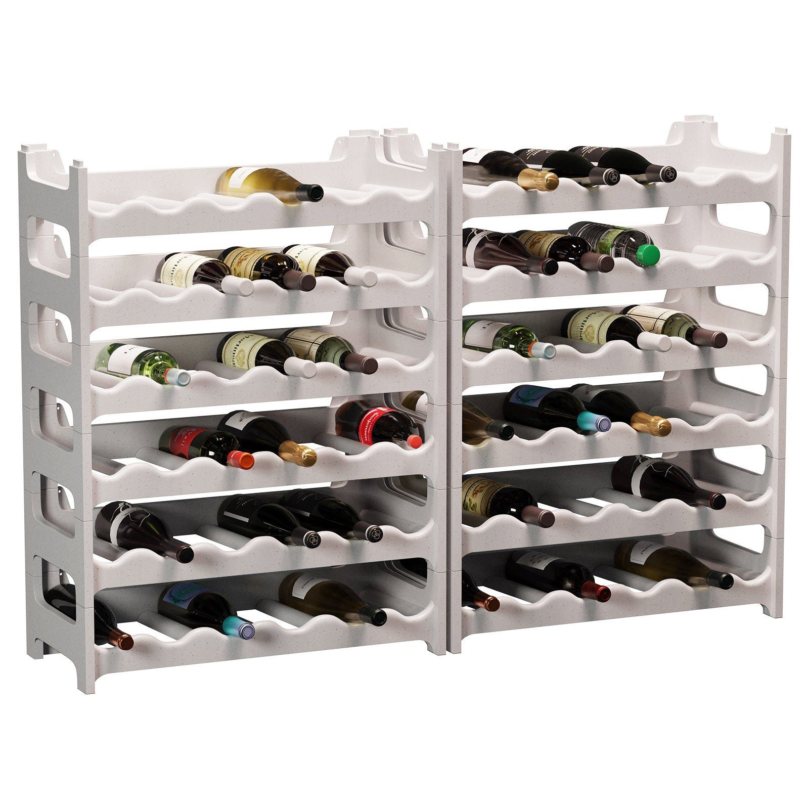 ARTECSIS Weinregal stapelbar I Flaschenregal aus Kunststoff I Granitgrau, 2-tlg., für 12 Flaschen