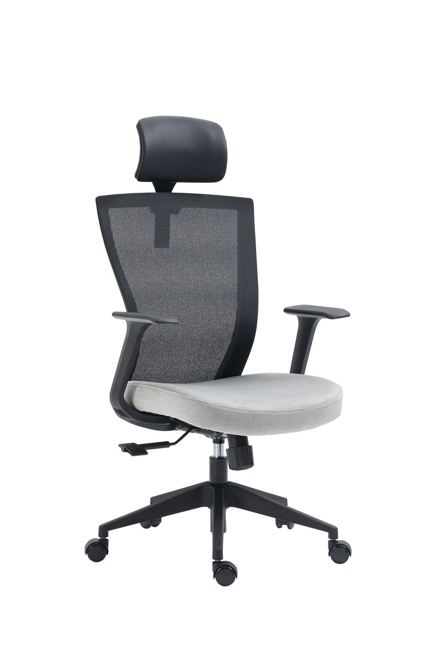 FEMO höhenverstellbarer Drehstuhl FM-2523 Bezug grau / Mesh schwarz