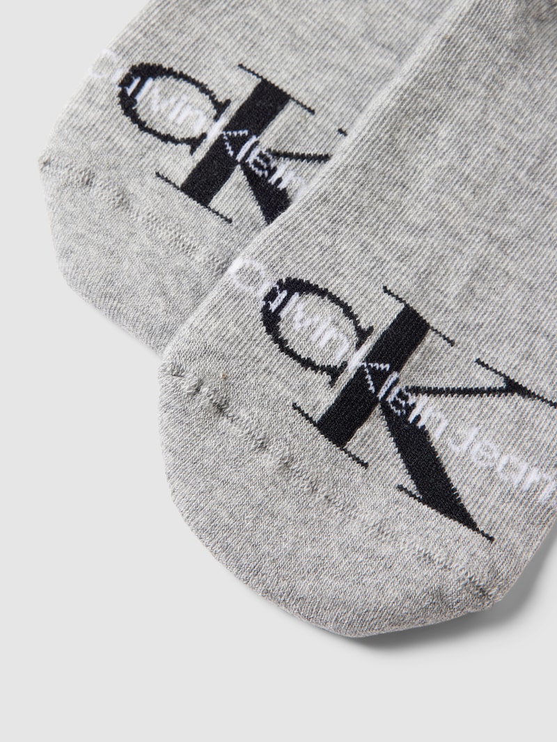Sneakersocken mit Label-Print Modell 'MEN FOOTIE' in mittelgrau meliert