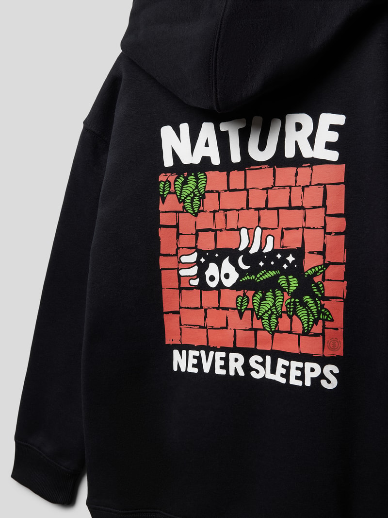 Hoodie mit Label-Print Modell 'NEVER HOOD' in schwarz