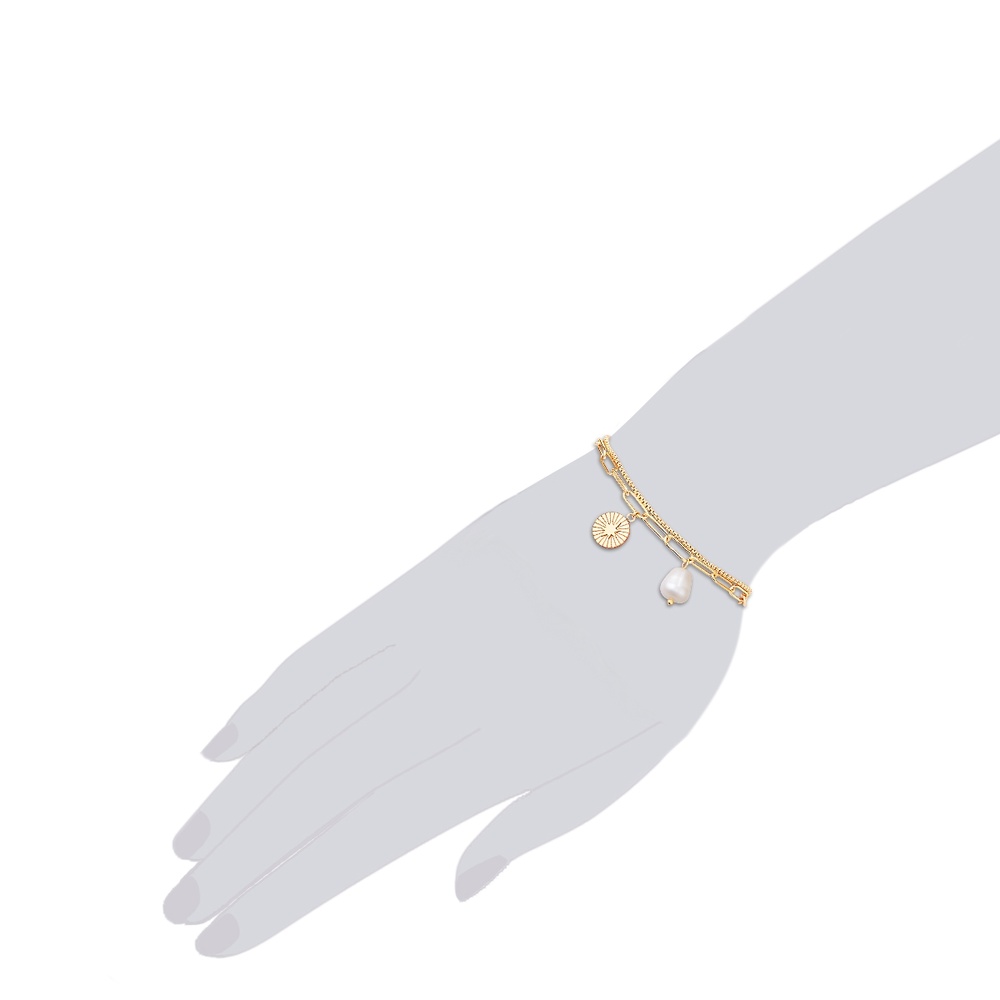 Valero Pearls Bracelet en acier inoxydable Acier inoxydable Perle de culture d'eau douce en Or  Bracelet