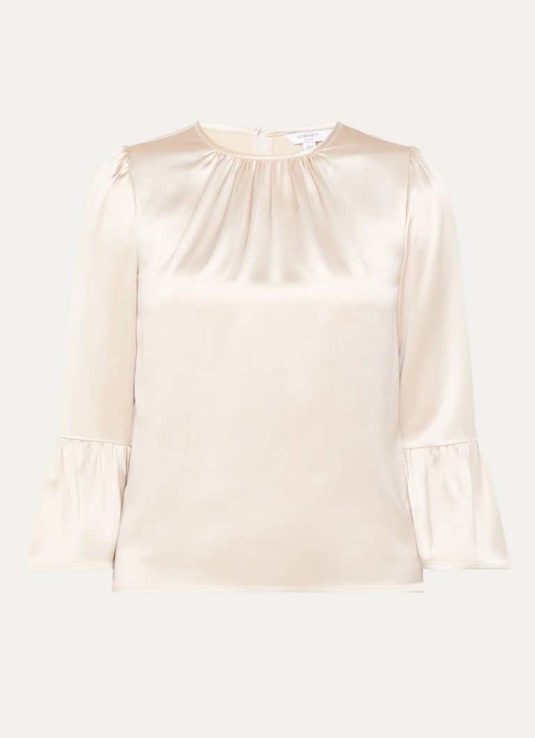 LKBennett Agnes satin tunic with trumpet sleeves