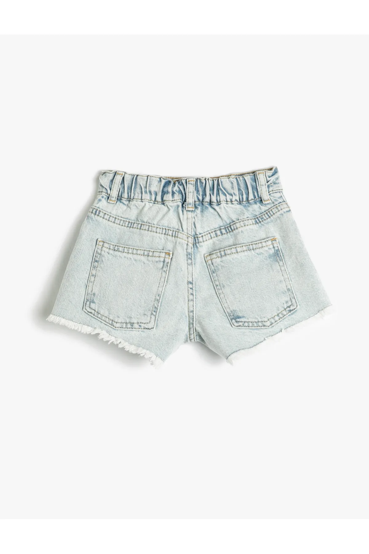Koton  Denim-Shorts mit Taschen, ausgefransten, detaillierten Quastenkanten, Baumwolle, verstellbarer, elastischer Bund
