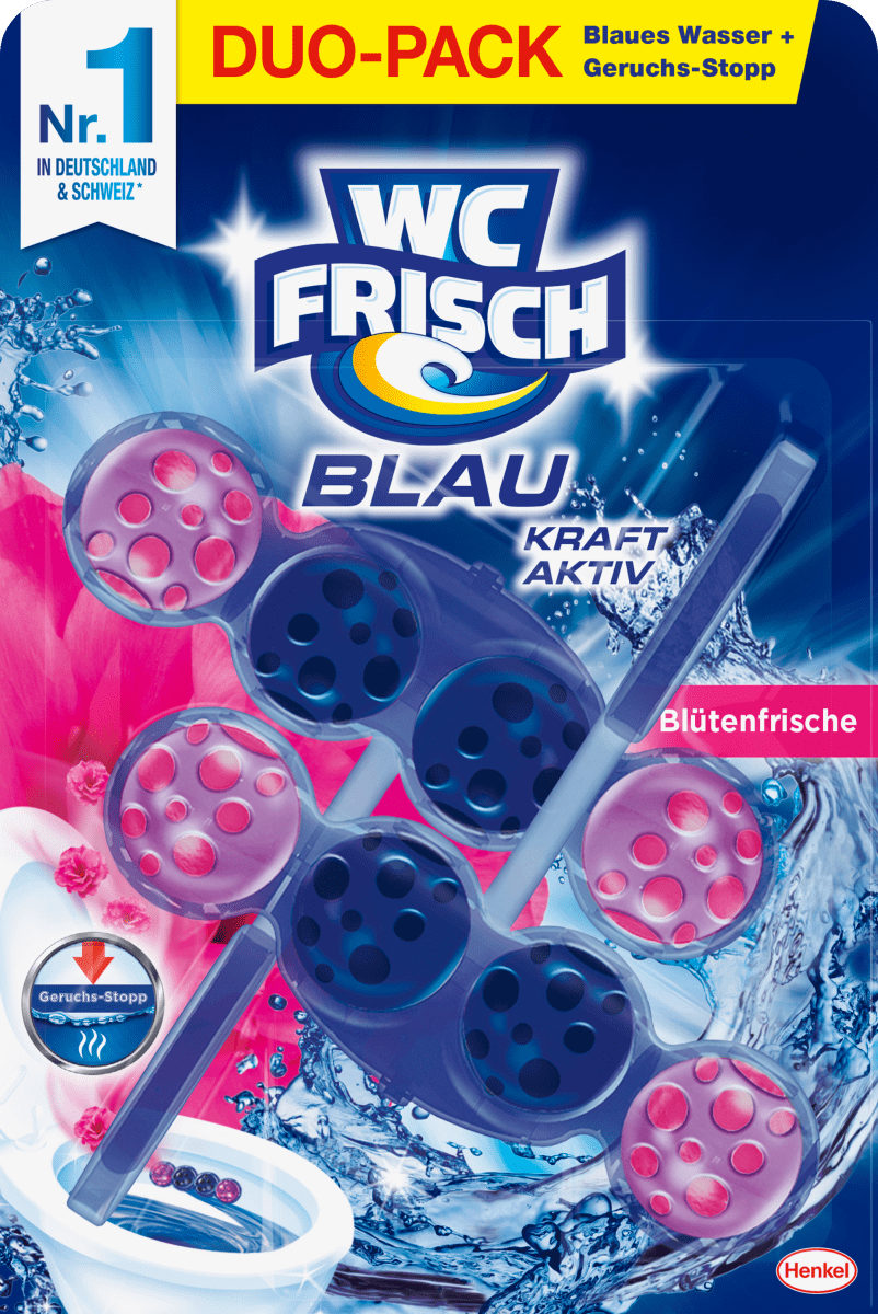 WC-Stein Blau Kraft Aktiv Blütenfrische, 2 St