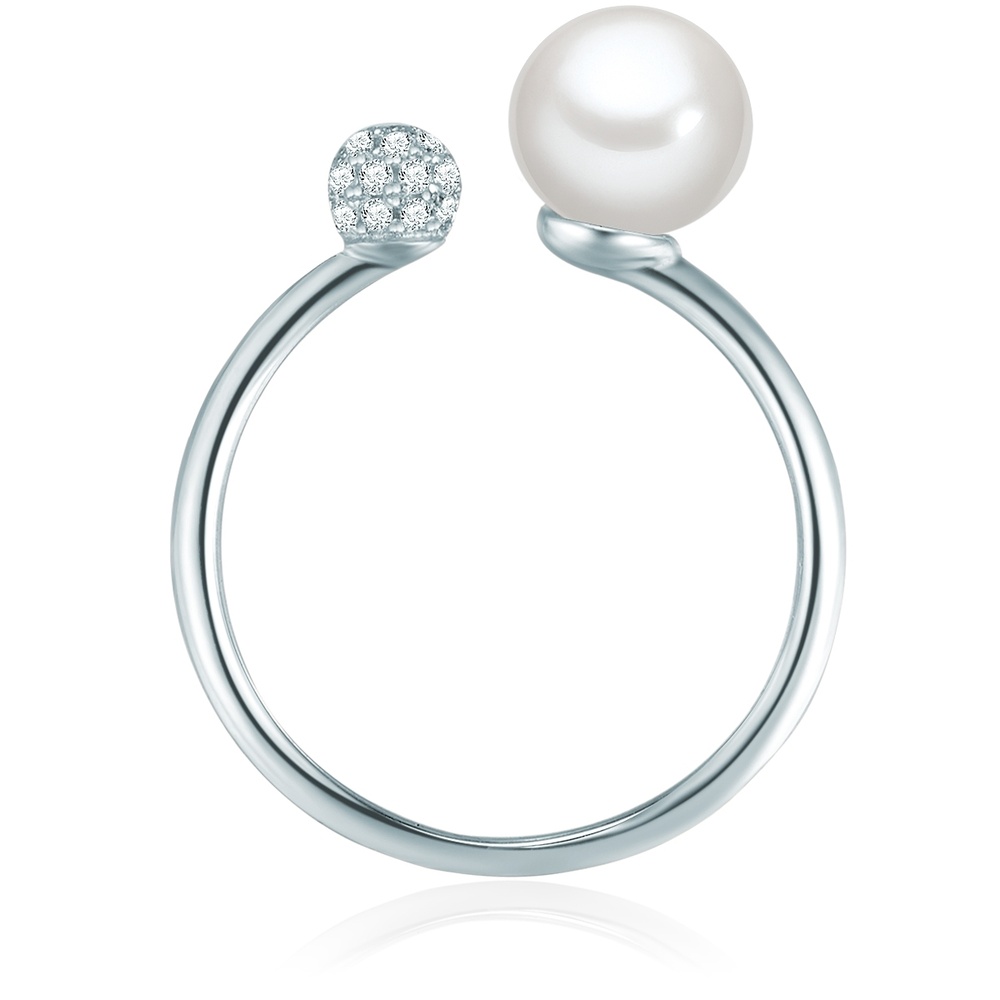 Valero Pearls Bague Argent sterling Oxyde de zirconium (CZ) Perle de culture d'eau douce en Arg Bague