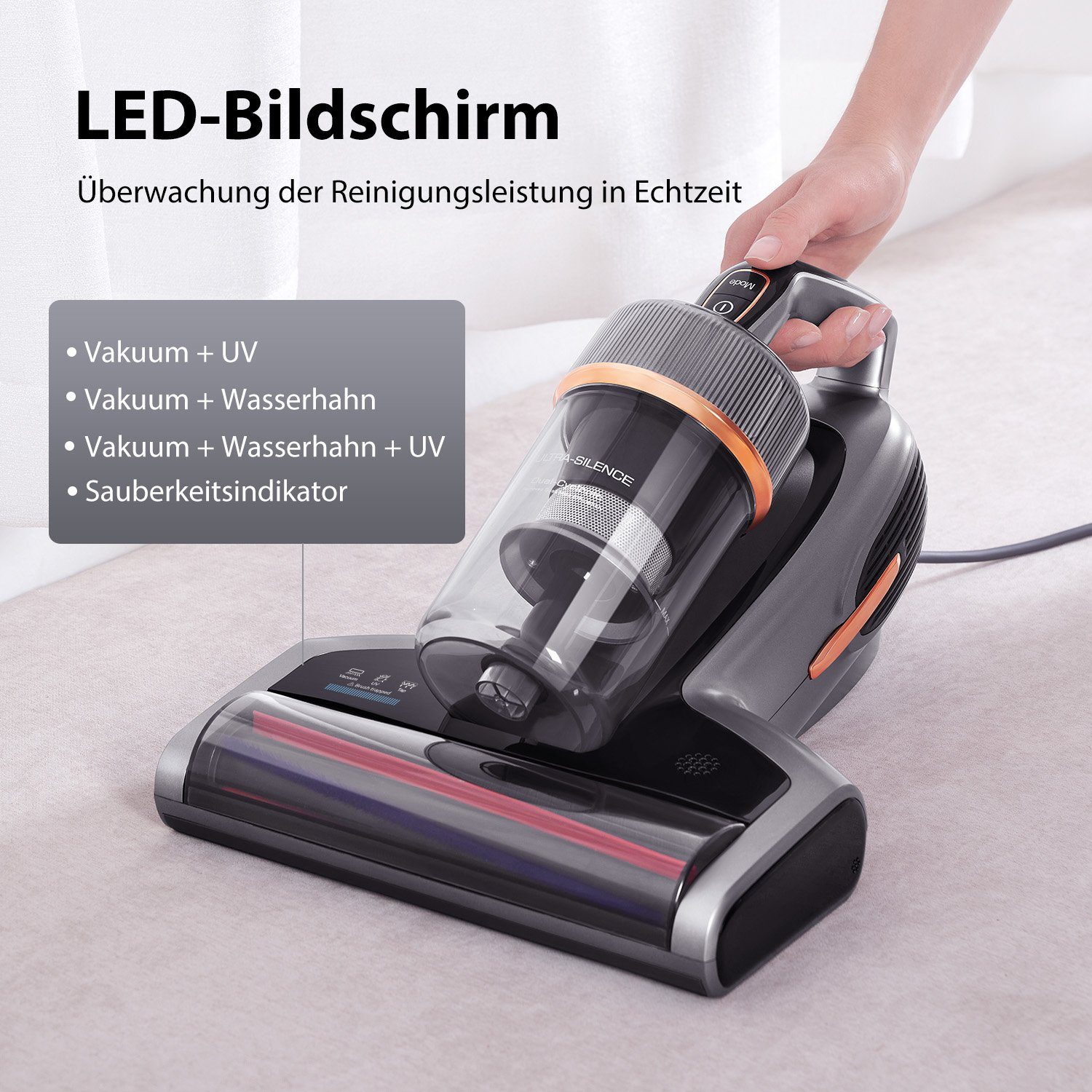 Jimmy Matratzenreinigungsgerät BX7 Pro Milbenstaubsauger Handstaubsauger, 700,00 W, mit Beutel, UV-C Licht, Hausstaubmilbensensor, Ultraschallfunktion