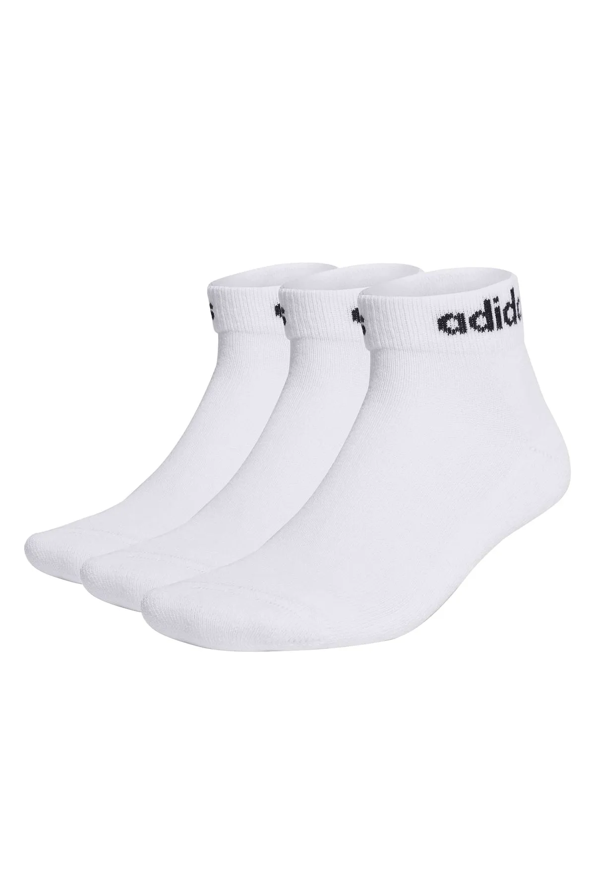 adidas  Unisex Quarter Socken, 3er Pack - Linear Cushioned Ankle, Logo, gepolstert, einfarbig