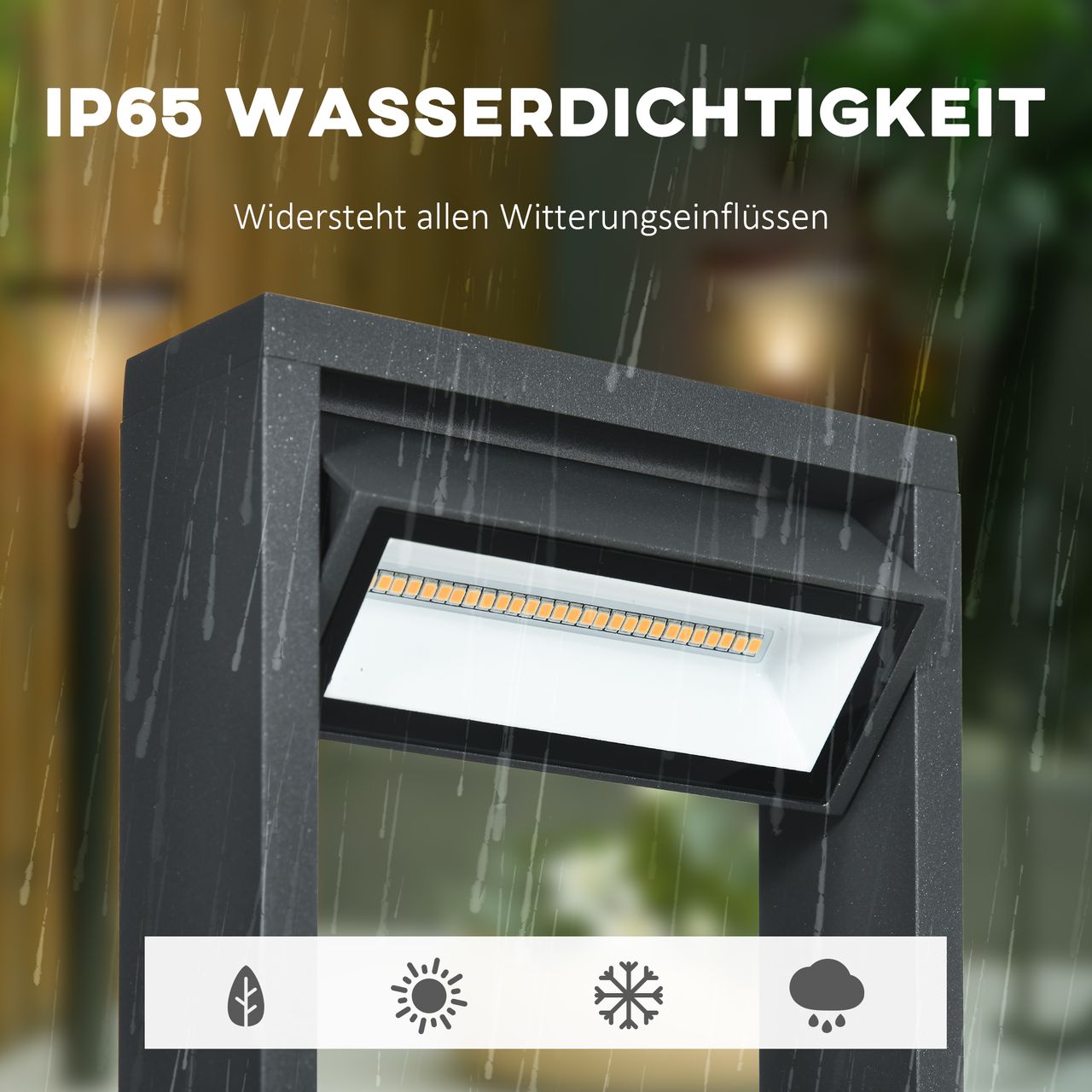 Outsunny Gartenlampe, Wegleuchte, LED Gartenleuchte Verstellbar IP65 Wasserdicht