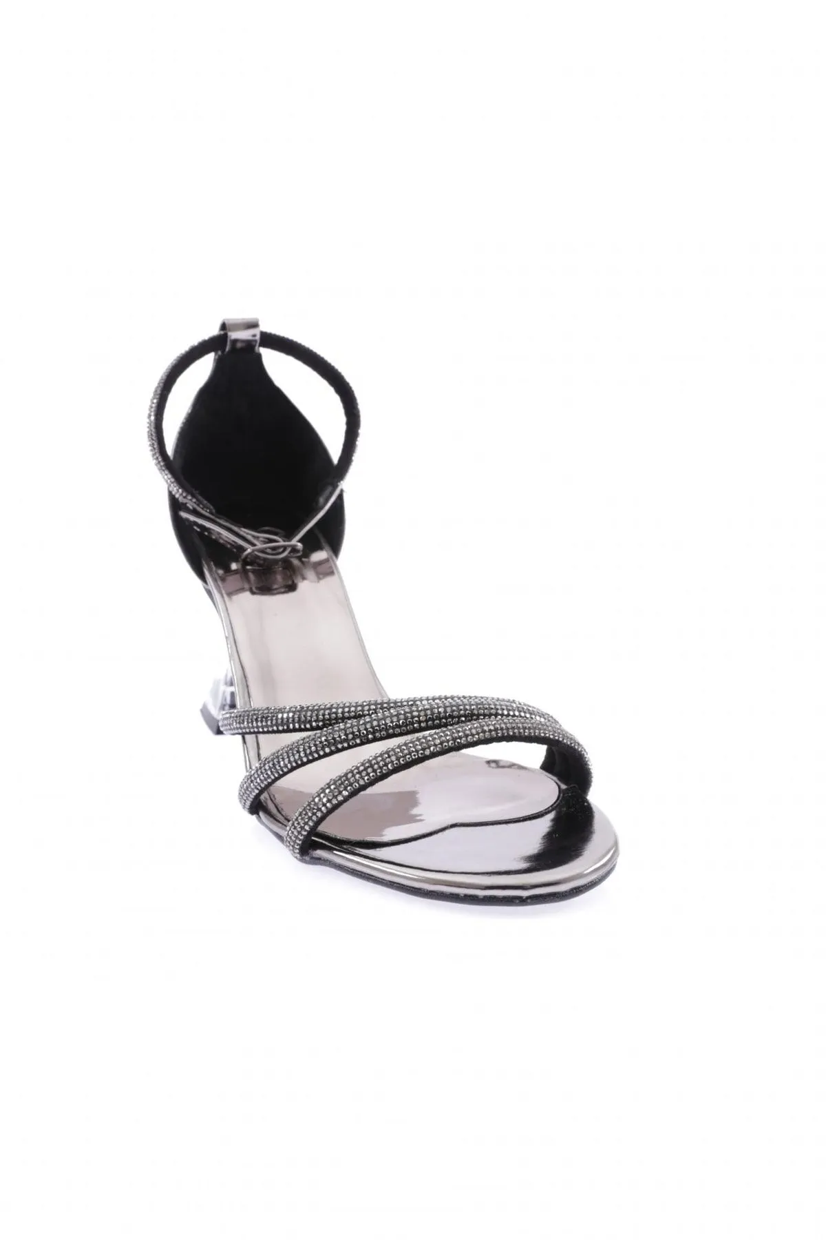 DGN  Bar-05-23y Platinum Mirror - Damenschuhe mit silbernem Steinkelchabsatz