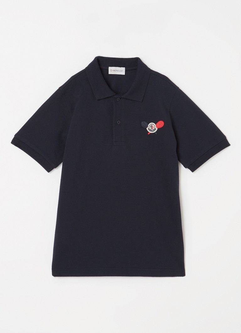 Polo Moncler em algodão piqué com bordado do logotipo