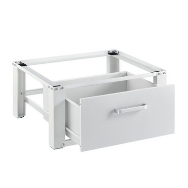 en.casa Unterschrank Comfortixx Waschmaschinen-Sockel mit Schublade Stahl Max. 150 kg