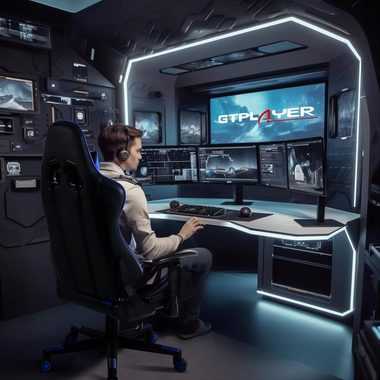 GTPLAYER Gaming-Stuhl Gaming Stuhl Bürostuhl Ergonomisch, Lendenkissen verstellbar (Zockerstuhl, Zocker, Sessel Gaming, 150kg Belastbar, 1 St), Pc Sessel, Computerstuhl, Computer Stuhl, Zockersessel