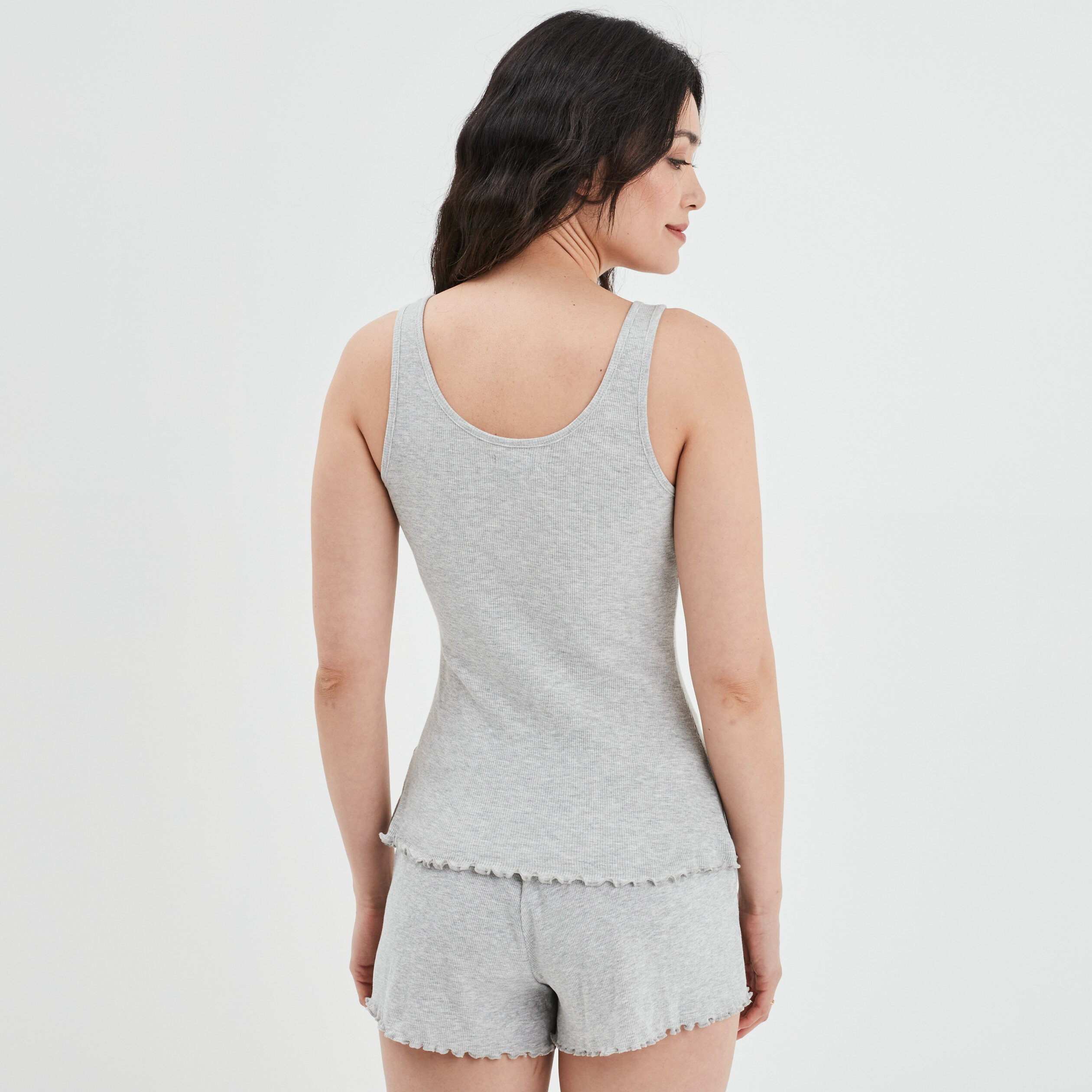 Haut de pyjama débardeur effet côtelé gris femme | La Halle