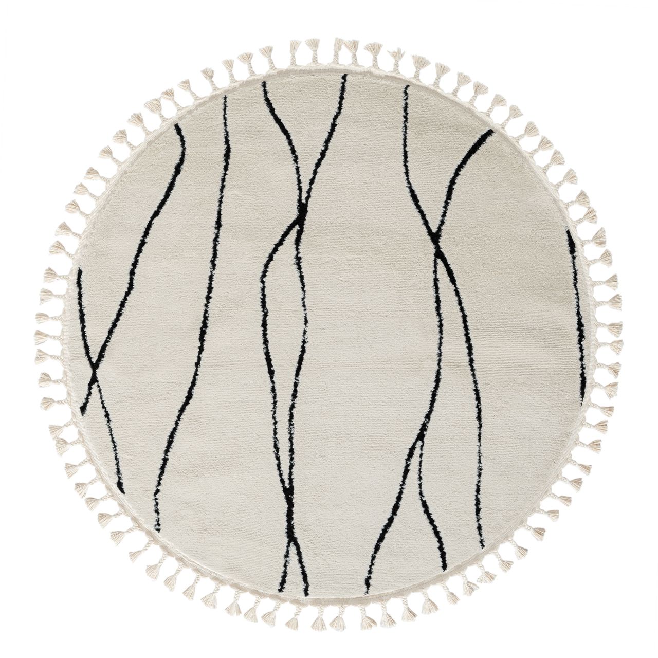 MyFlair Teppich Moroccan Refresh, 140 cm x 140 cm, Farbe weiß, rund, Florhöhe 19mm