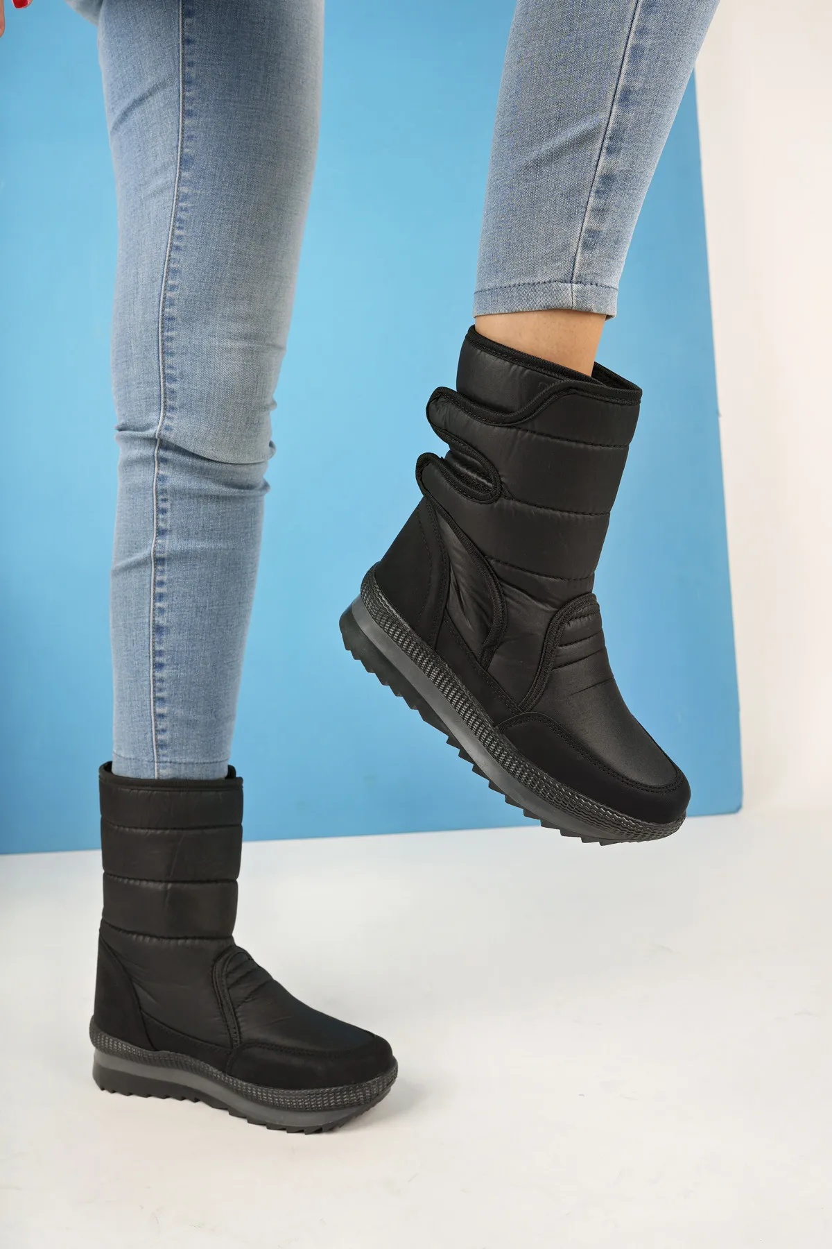 MUGGO  Felya Pelzige Regen- und Schneestiefel für Damen mit Klettverschluss