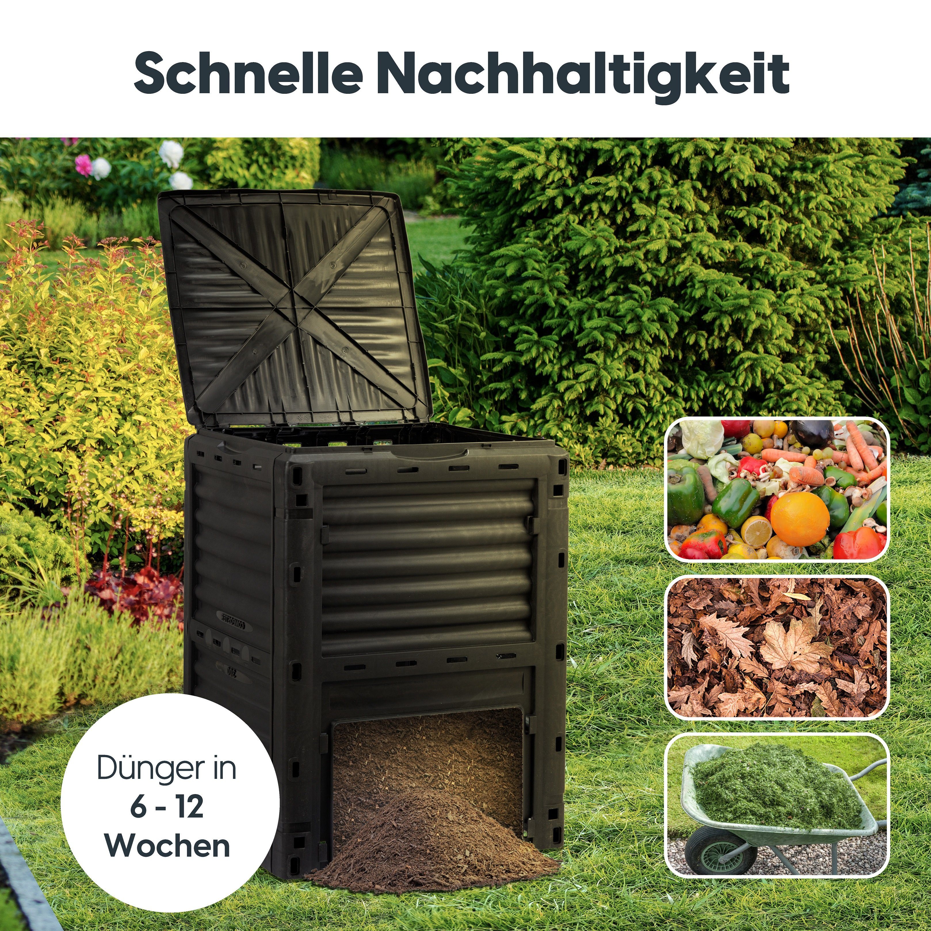 wuuhoo Thermokomposter aus Kunststoff zusammenklappbar 300 Liter, 300 l