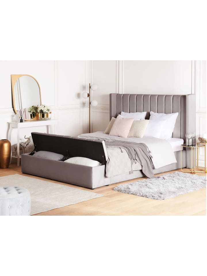 Beliani Doppelbett NOYERS in Grau - (W) 170 x (H) 132 x (L) 247 cm günstig kaufen onesize