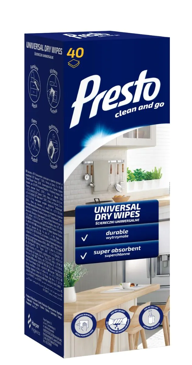 Presto Universal sausos servetėlės ritinėlyje, dėžutėje
