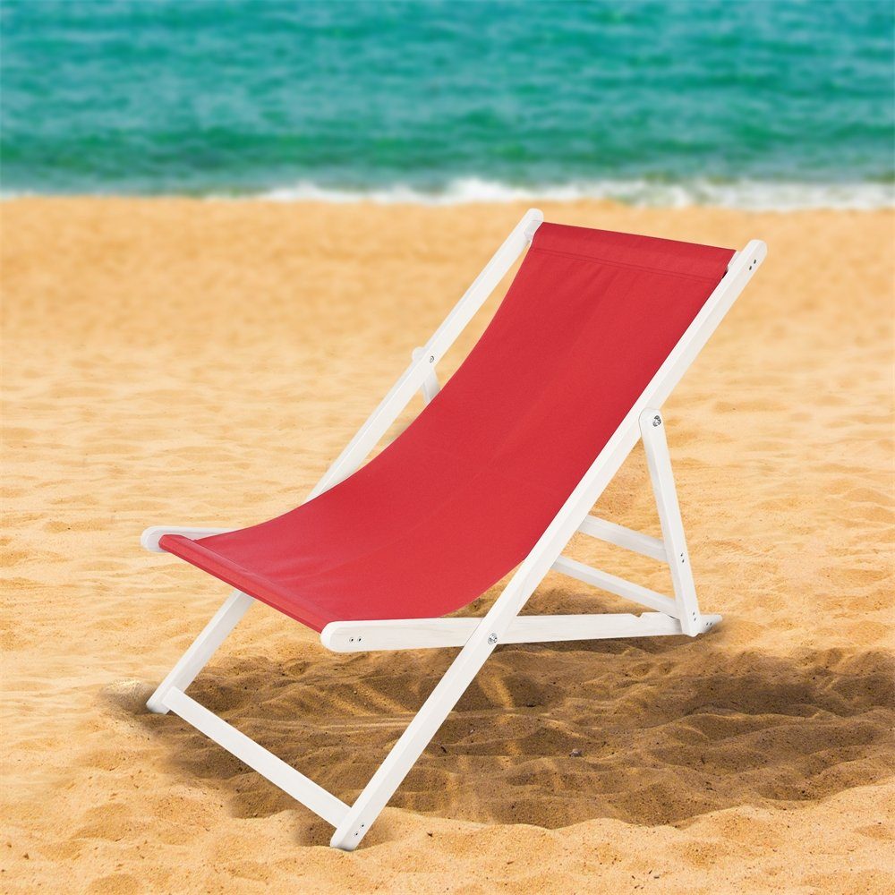 Melko Gartenstuhl Strandliege klappbar Liegestuhl Gartenliege Sonnenliege Balkonliege (Stück, 1 St), inkl. Sicherung gegen ungewolltes Zusammenklappen