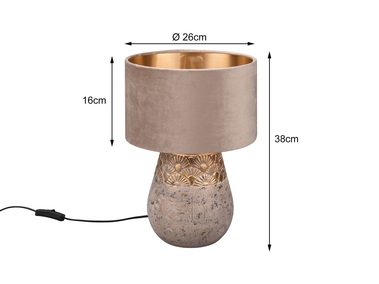meineWunschleuchte LED Nachttischlampe, LED wechselbar, warmweiß, ausgefallen-e Design-er Fensterlampe für Fensterbank Gold, Höhe 38cm