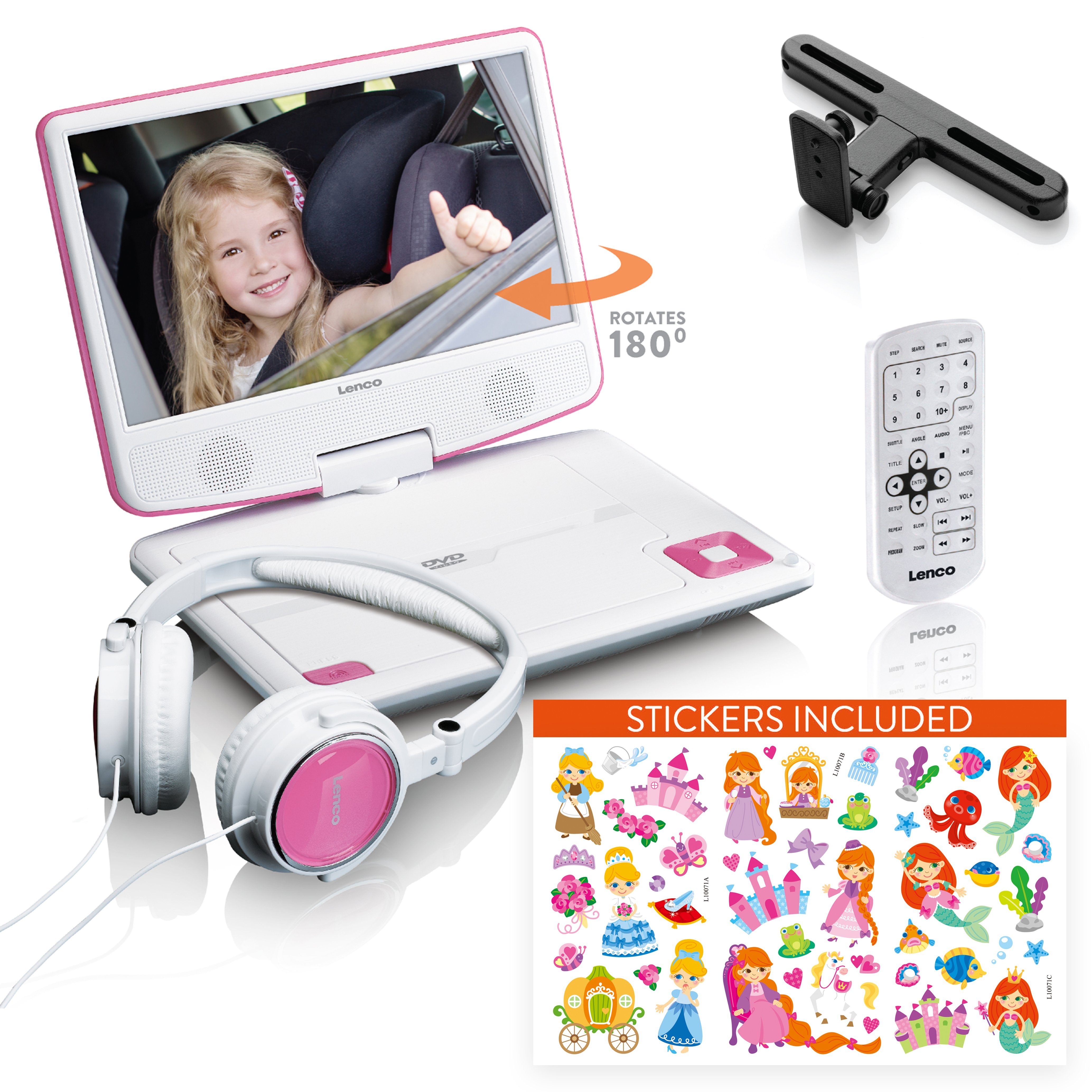Lenco DVP-920PK Portabler DVD-Player (180° dreh- und neigbarer Bildschirm)