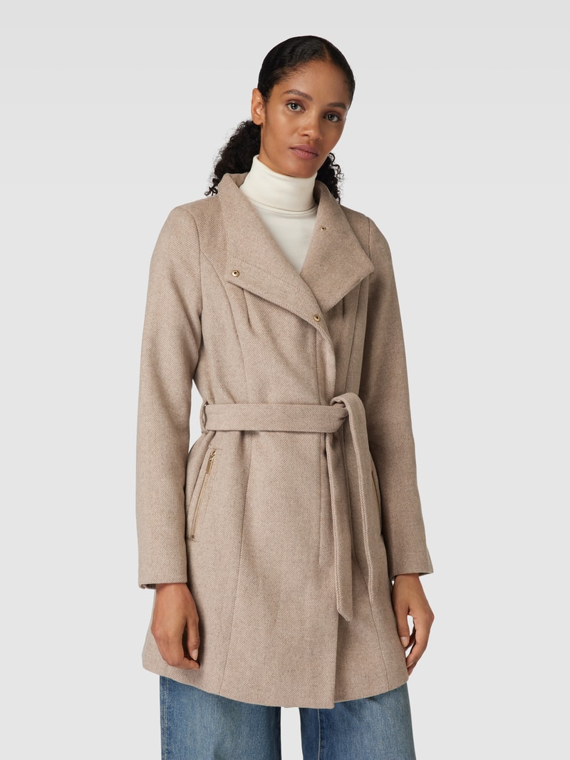 Mantel mit Taillengürtel Modell 'TWODOPE' in taupe meliert