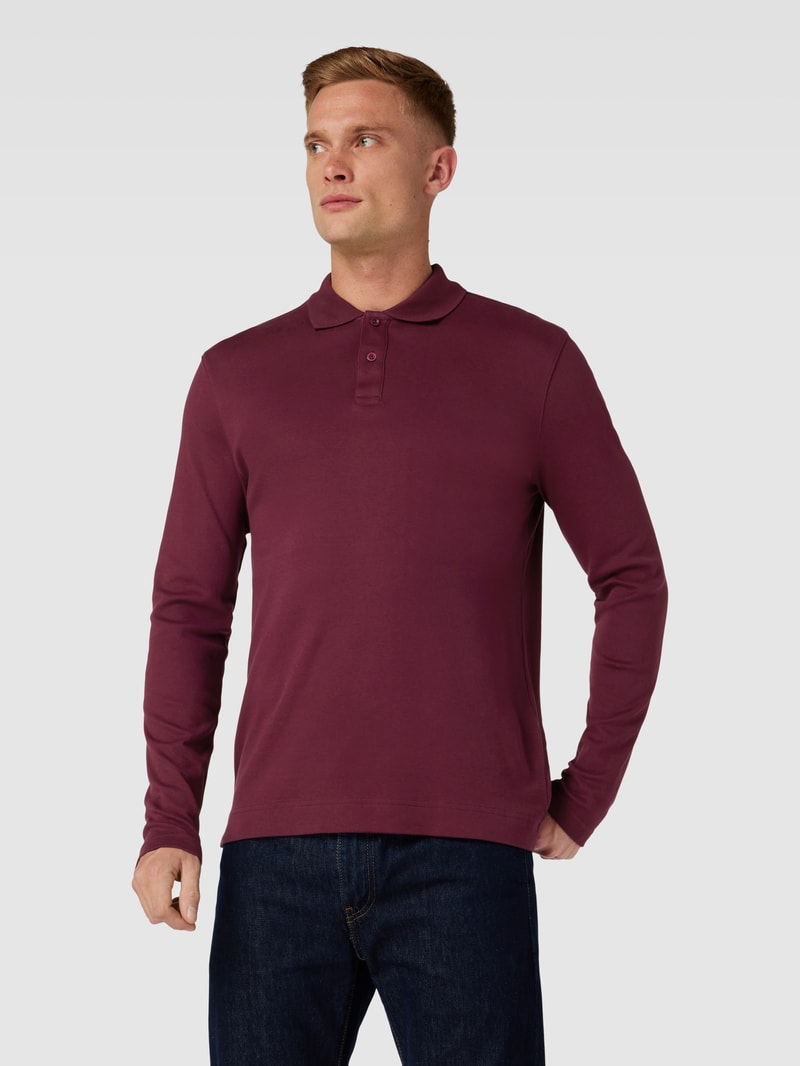 Poloshirt mit langen Ärmeln in dunkelrot