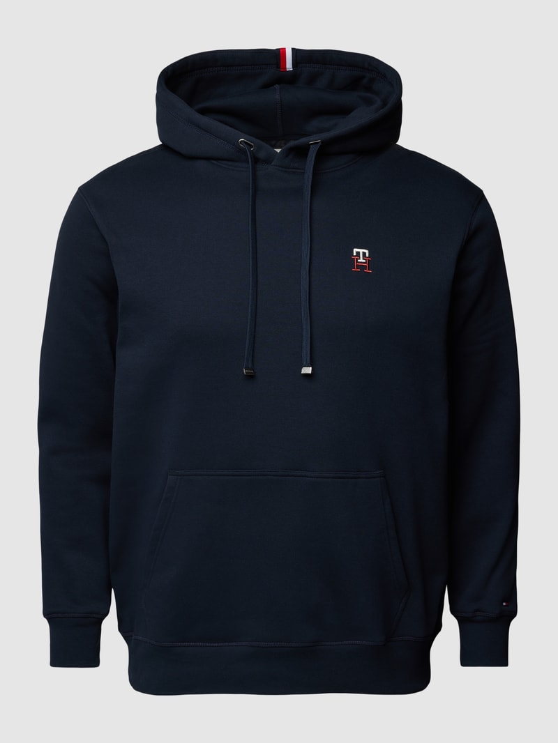 PLUS SIZE Hoodie mit Label-Stitching Modell 'BILLY' in marineblau