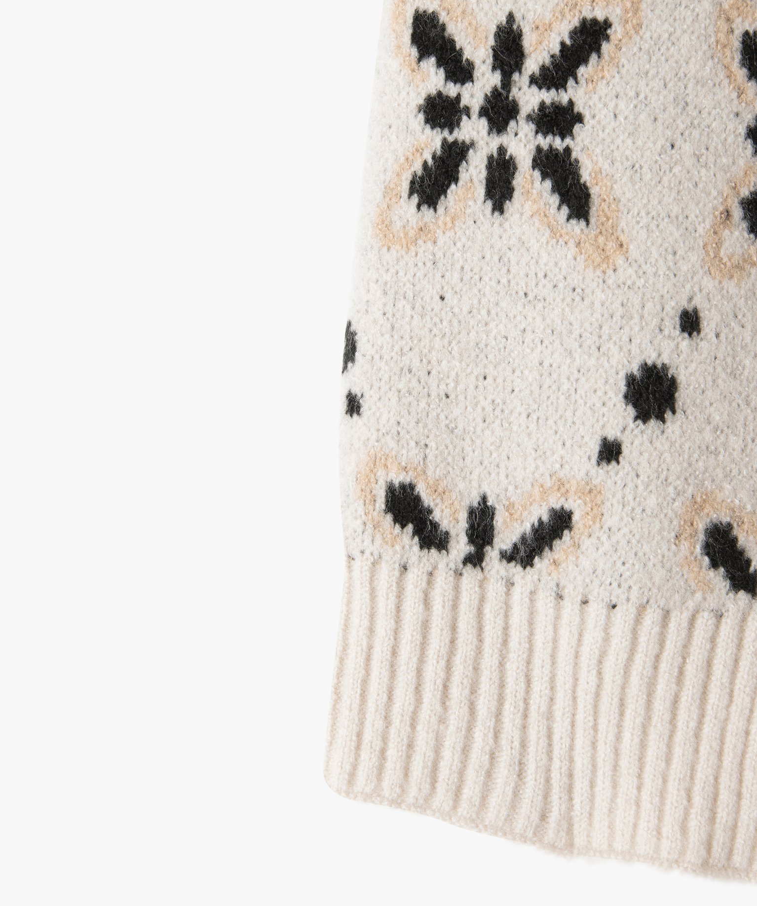 Echarpe femme en maille jacquard fleurs beige | GEMO