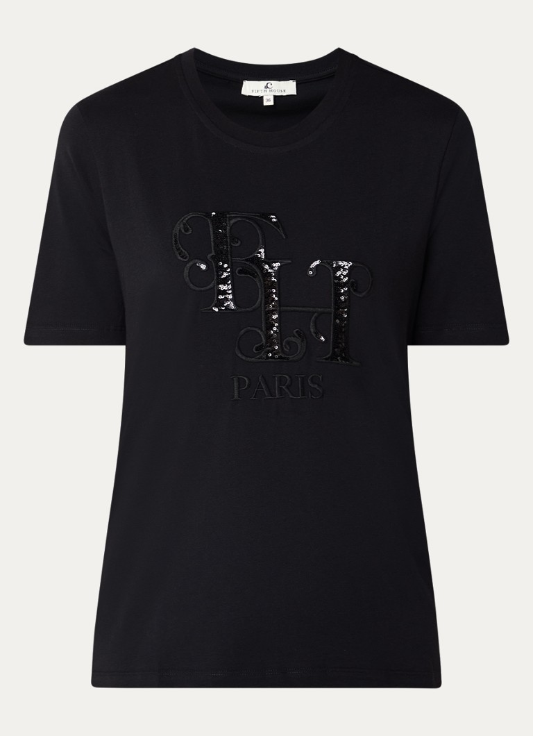 Fifth House Elyah T-shirt with logo embroidery and sequins
