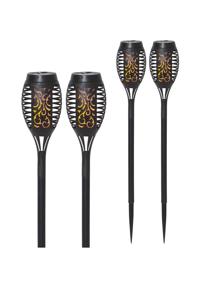 MARELIDA 4er Set LED Solar Gartenfackel mit Flammeneffekt H: 40cm in schwarz günstig kaufen onesize