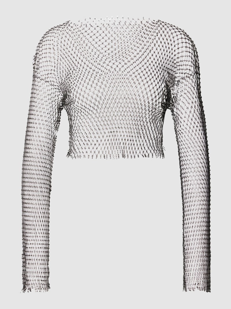 Cropped Top im Netz-Look Modell 'XENIA' in schwarz