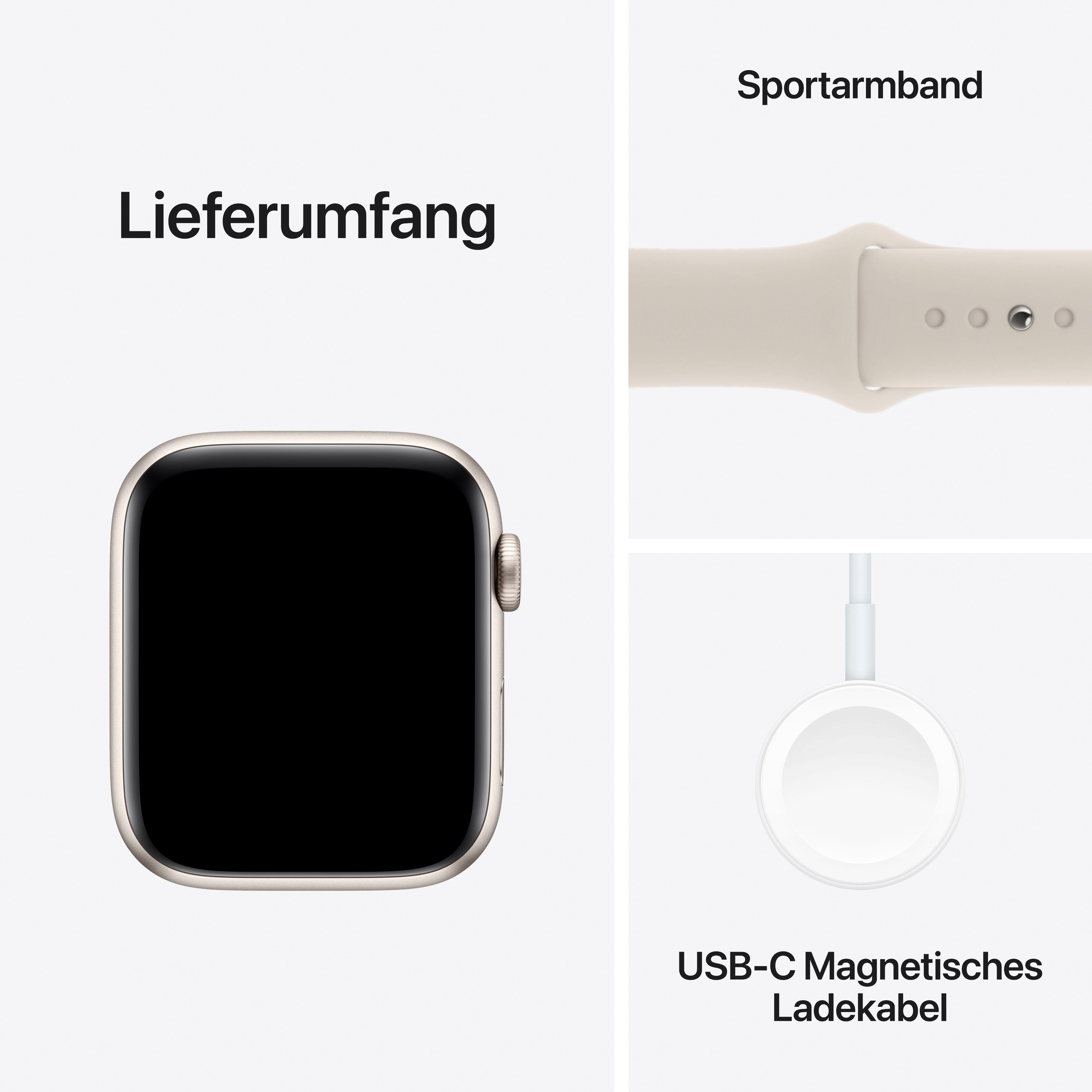 Apple Watch SE GPS Aluminium 44 mm + Cellular S/M Smartwatch (4,4 cm/1,73 Zoll, Watch OS 10), Sport Band